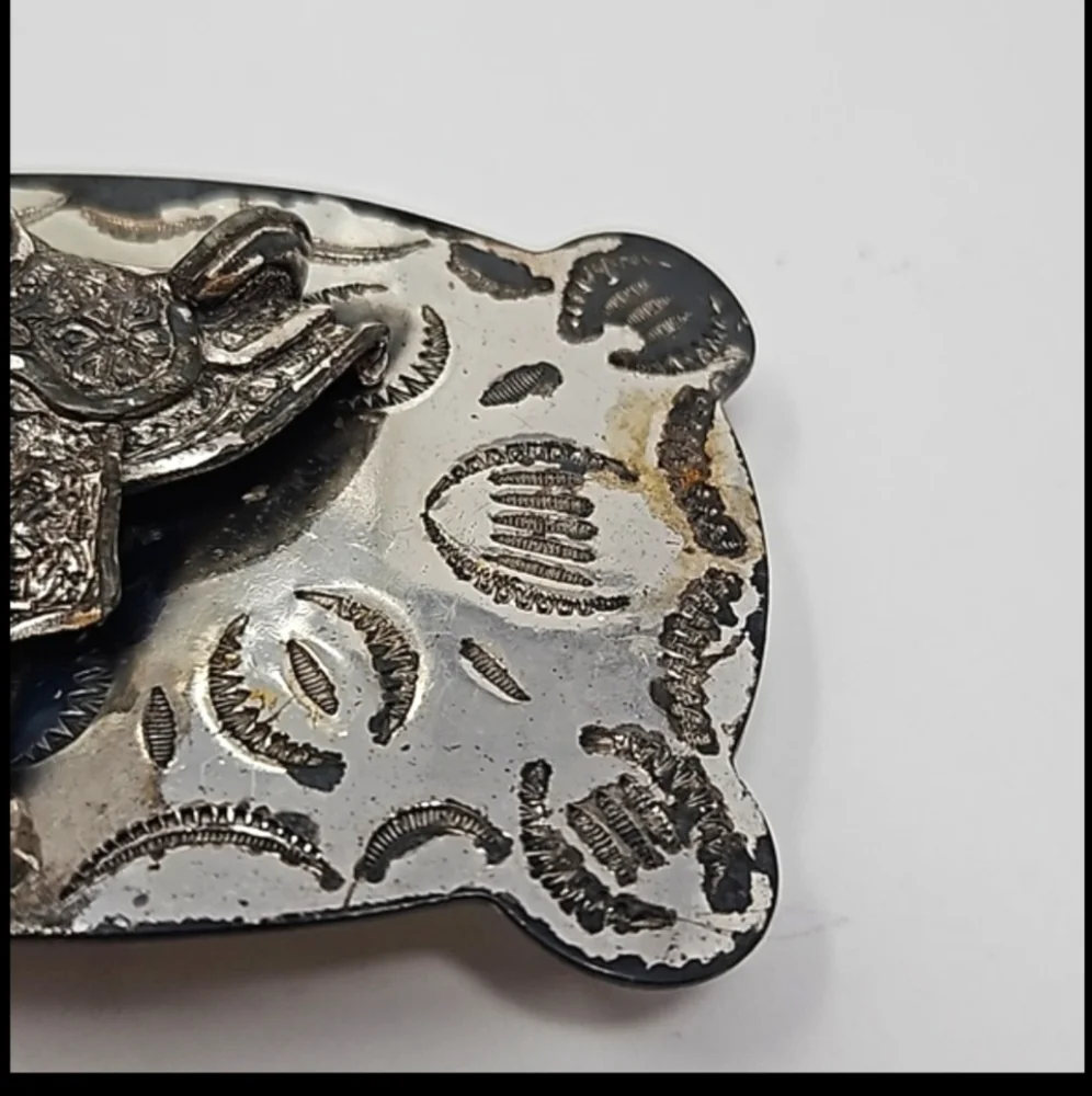 Vintage Mens Western Belt Buckle With A Raised Saddle